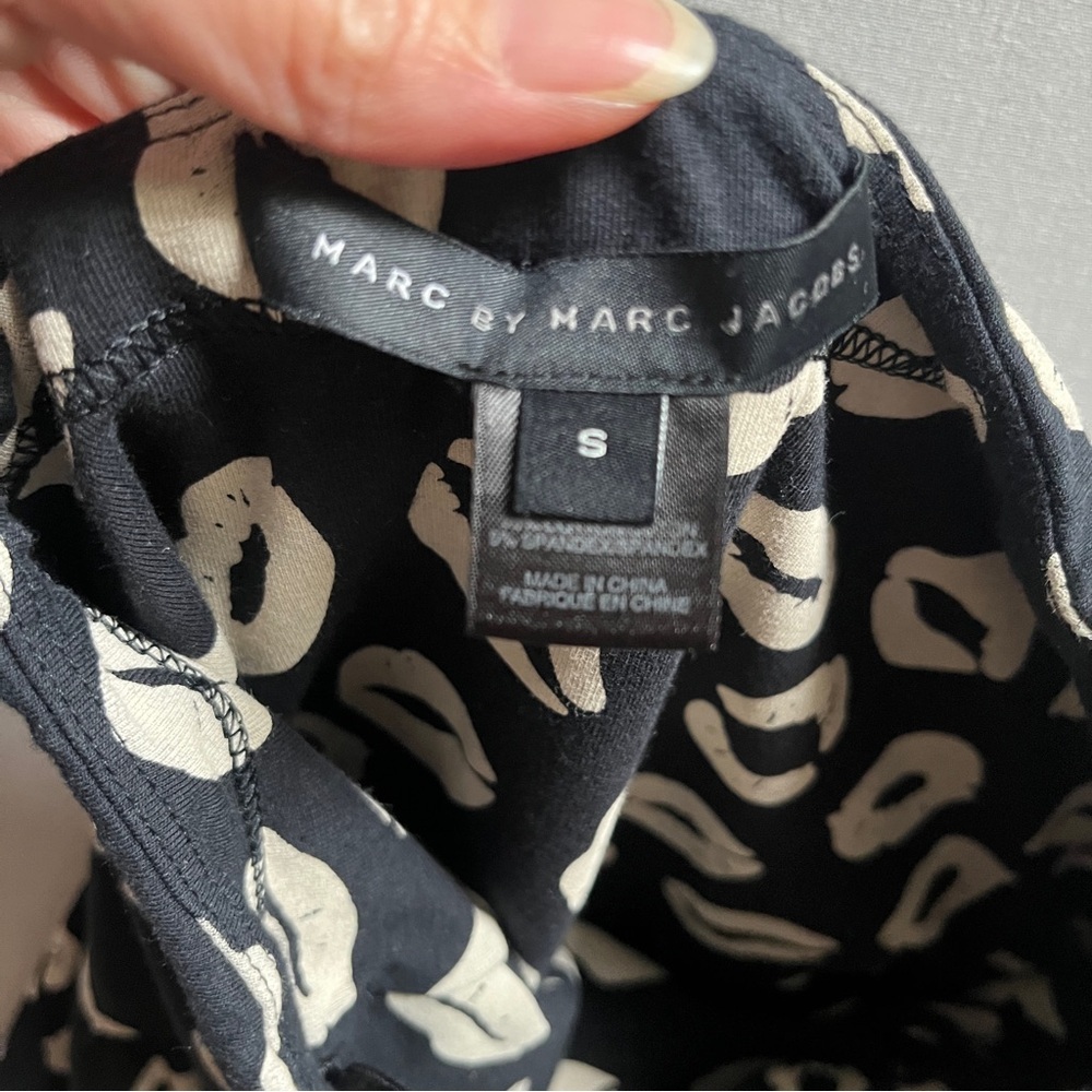 Marc by Marc Jacobs Black & Cream Lip Print Tiered Strapless Halter Dress Size S - Picture 4 of 7